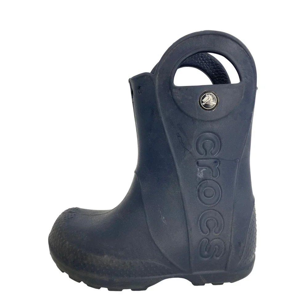 Crocs Rain Boots Unisex Kids C10 Navy Blue Excellent Handle It Waterproof 12803